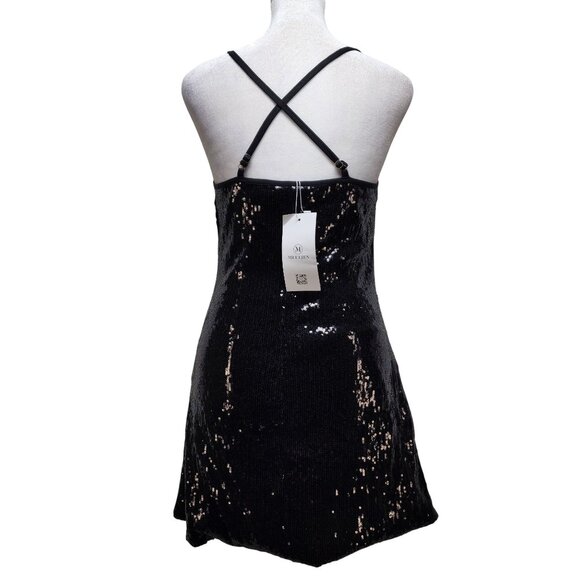 Black Sequin Sleeveless Cocktail Mini Dress WOMENS By Meetjen Size M - Picture 11 of 12